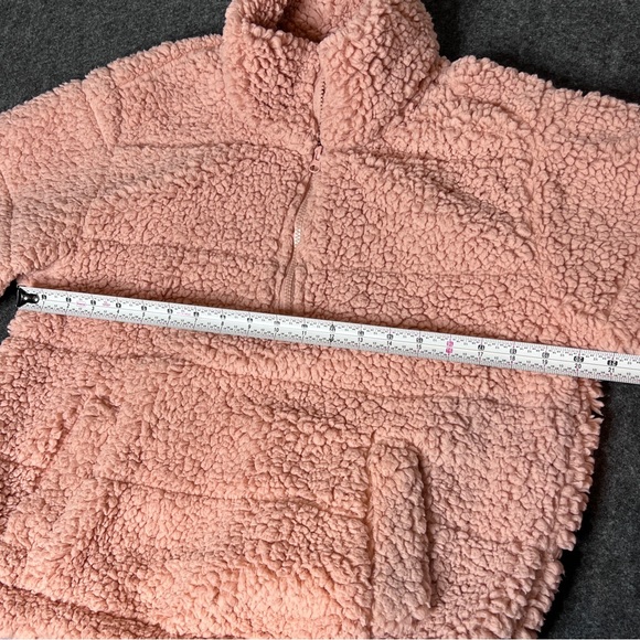Sage Collective Blush Pink High Pile Pullover Fleece Zip Collar Kangaroo Pocket - Picture 4 of 14